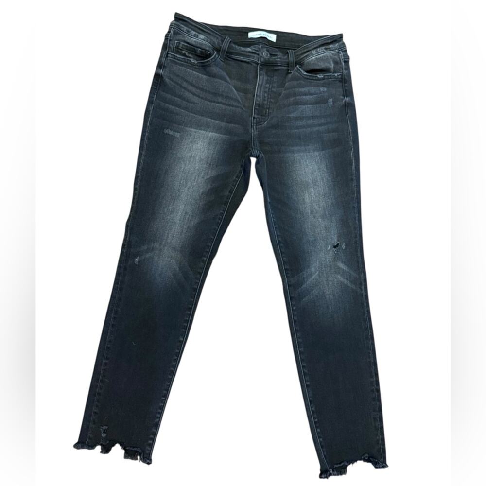 Flying Monkey Black Washed Slim Crop Jeans with Distressed Hem Womens 30 x 27